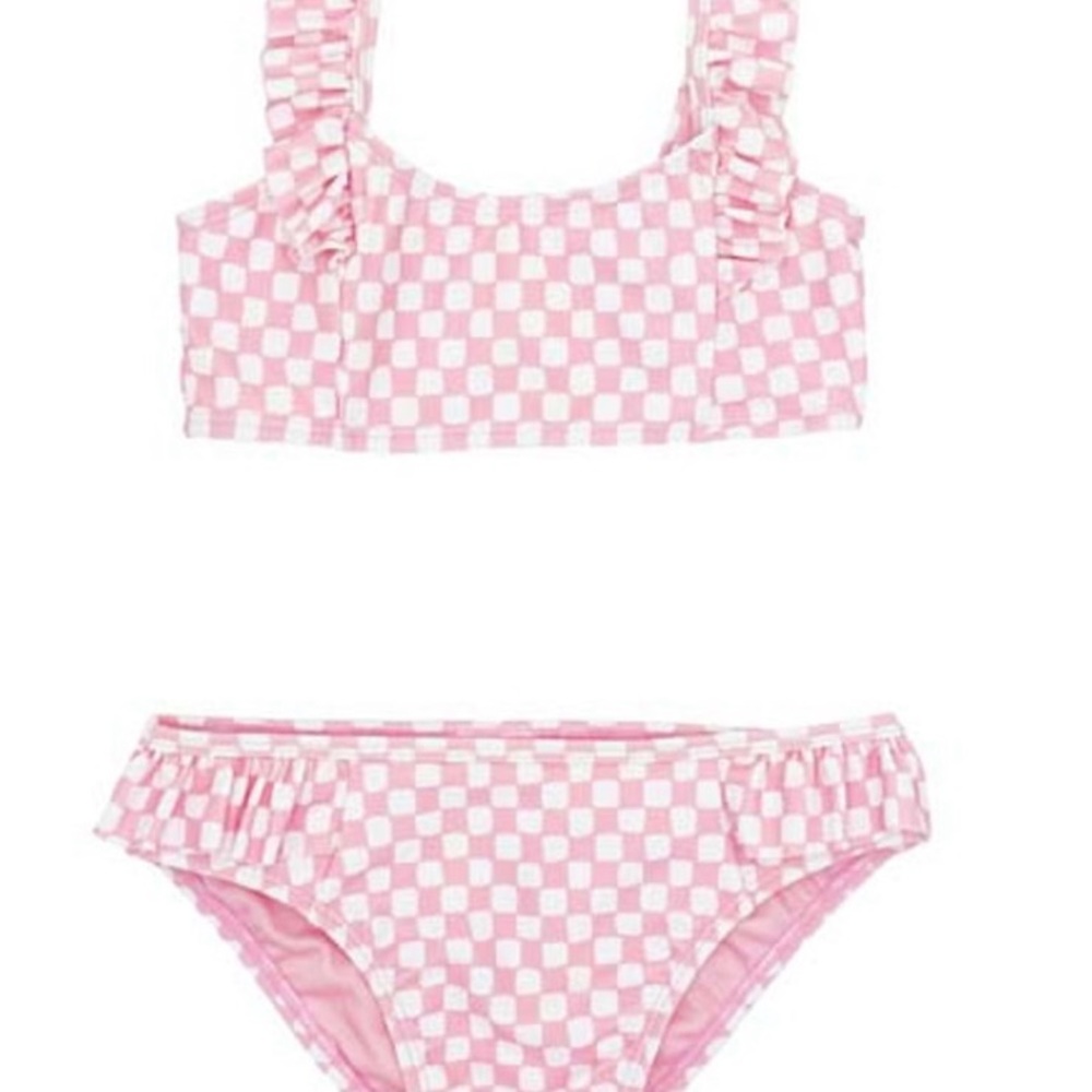 Pink and White Checkered Bikini Set